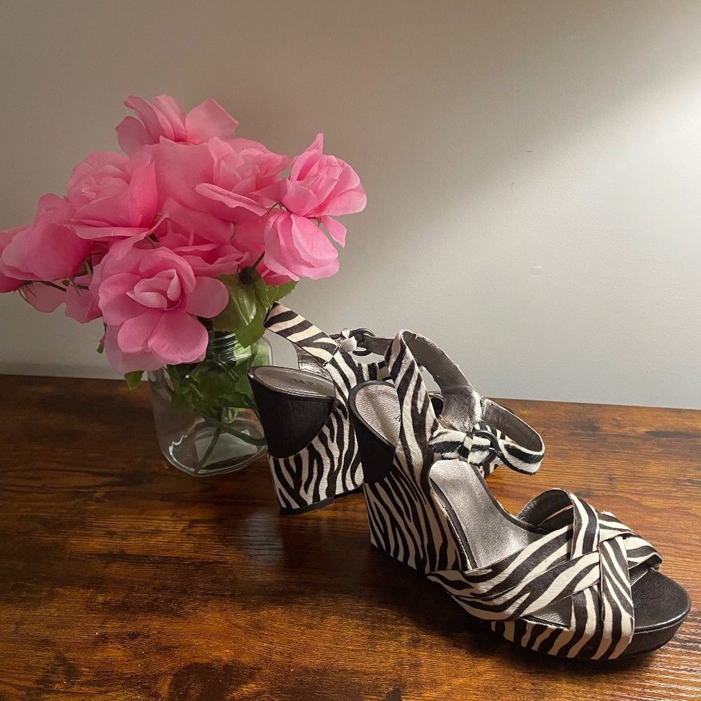 Zebra Print Wedge Sandals